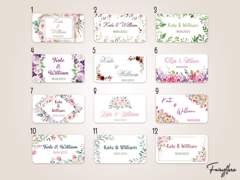 STICKERS, étiquettes personnalisées autocollantes rectangulaires mariage baptême baby shower communion EVJF anniversaire cadeau image 1