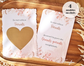 Carte à gratter personnalisée pour annonce grossesse • demande témoin mariage • demoiselle d'honneur • parrain • marraine • ticket à gratter