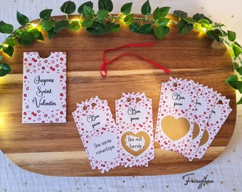 Carte à gratter personnalisée St Valentin, cadeau, ticket à gratter, 5 coupons à gratter surprise