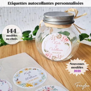 Etiquettes AUTOCOLLANTES personnalisées mariage baptême EVJF baby shower communion anniversaire cadeau