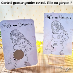 Carte à gratter femme enceinte annonce sexe bébé • carte gender reveal • naissance • baby shower • fille ou garçon