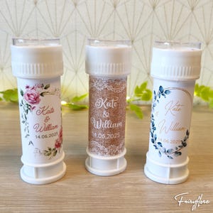 Etiquettes AUTOCOLLANTES personnalisées pour tube à bulles de savon, thème mariage, baptême EVJF baby shower communion anniversaire cadeau