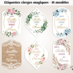 Etiquettes cierges magique, feux scintillants pour mariage, première danse ou entrée des mariés, pacs, EVJF anniversaire, fête