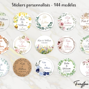STICKERS étiquettes personnalisées mariage pacs baptême naissance baby shower communion fête anniversaire cadeau dragées graines