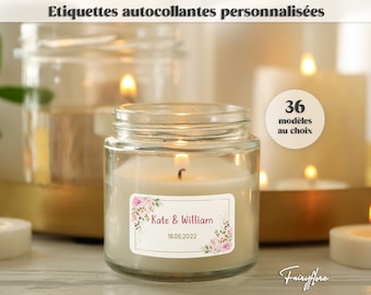 Etiquettes personnalisées autocollantes rectangulaires mariage baptême baby shower communion EVJF anniversaire cadeau