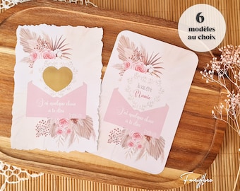 Carte à gratter personnalisée pour annonce grossesse • demande témoin mariage • demoiselle d'honneur • parrain • marraine • ticket à gratter