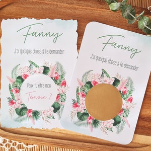 Carte à gratter personnalisée pour une demande témoin mariage • annoncer une grossesse • demoiselle d'honneur • ticket à gratter surprise