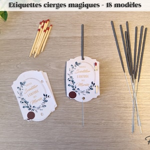 Etiquettes cierges magique, feux de bengale mariage, première danse ou entrée des mariés, pacs, EVJF anniversaire, fête