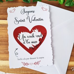 Carte à gratter personnalisée St Valentin, cadeau, ticket à gratter, surprise image 2