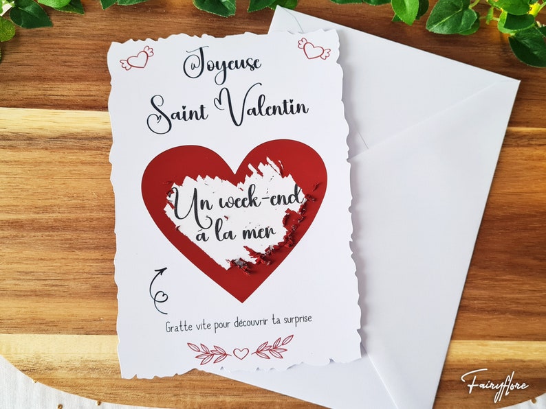 Carte à gratter personnalisée St Valentin, cadeau, ticket à gratter, surprise image 2