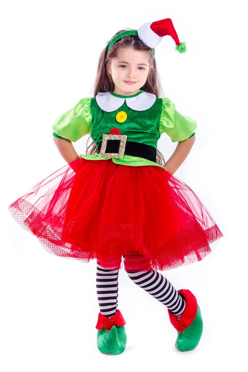 Girls Christmas Elf Costume kids Christmas tutu Elf outfit | Etsy