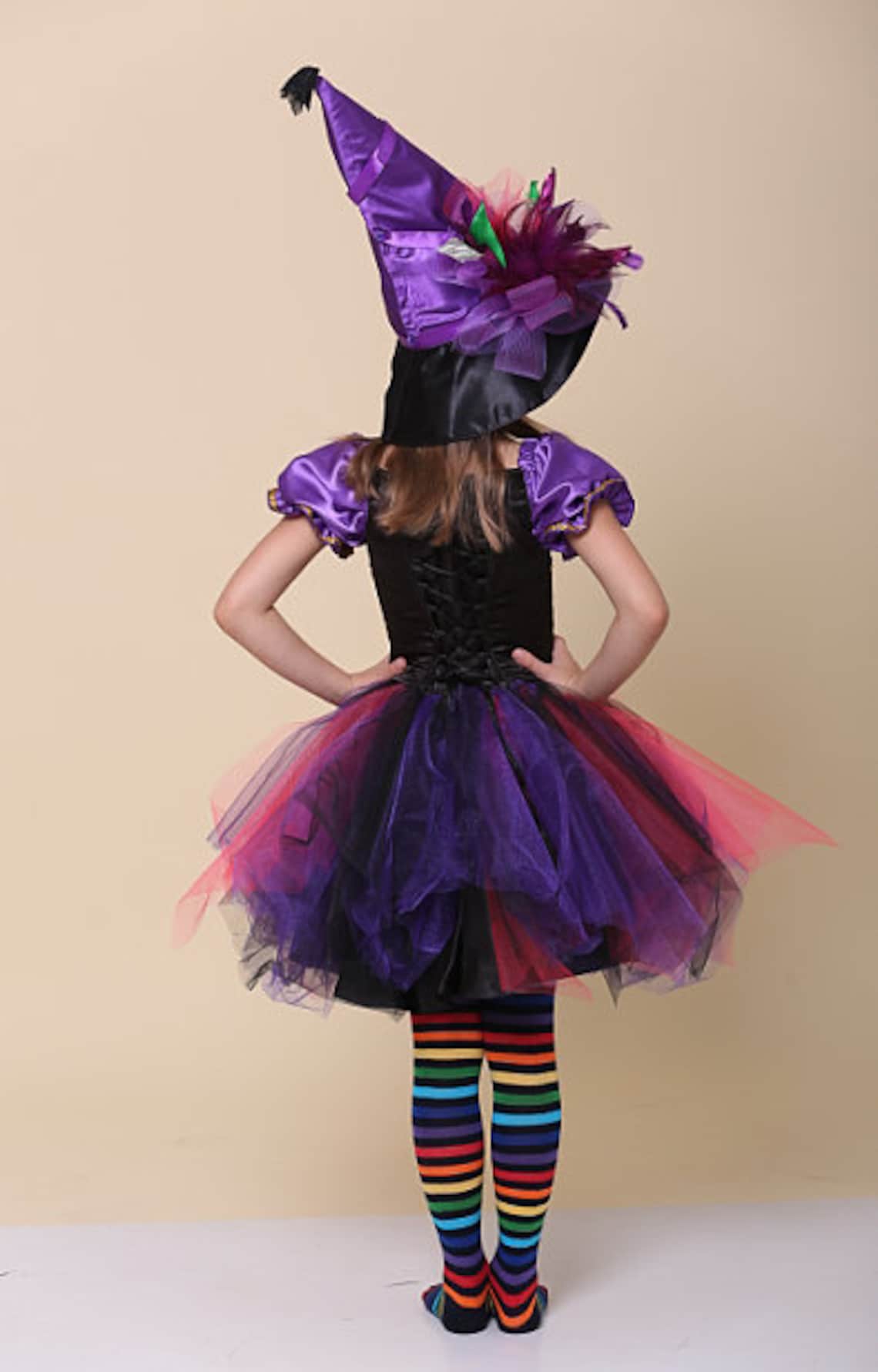 Purple Halloween Costumes
 Girls purple tutu witch Halloween costume Kids Wicked dress