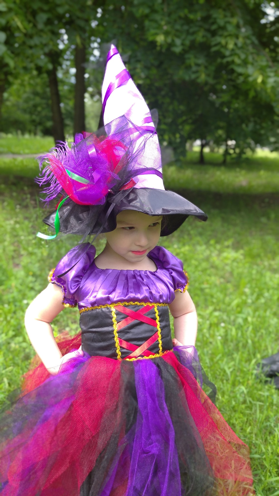 Girls purple tutu witch Halloween costume Kids Wicked dress Etsy