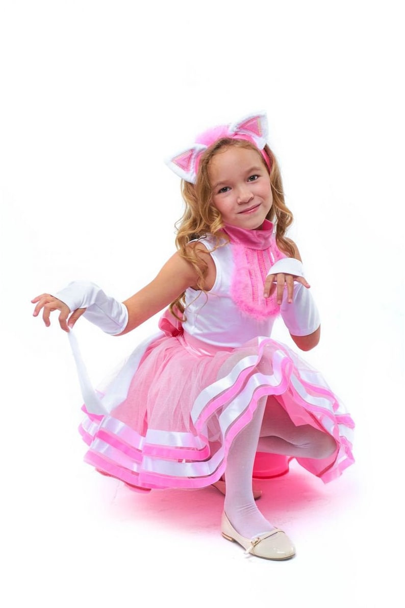 Pink cat girls Halloween costume Kids animal costume Children | Etsy