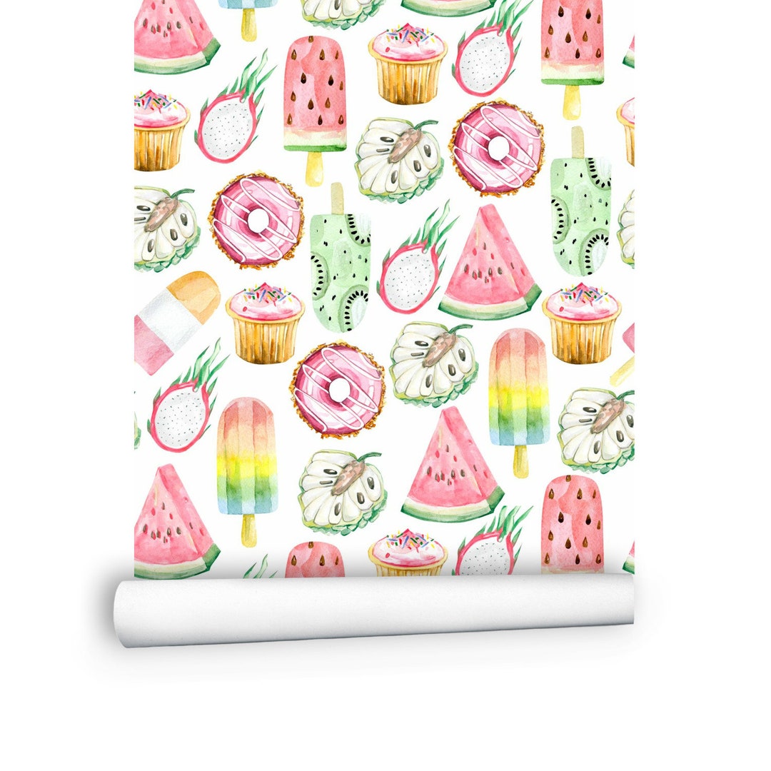 Kitchen Wallpaper Roll, Modern Wallpaper Peel and Stick Fruit Self