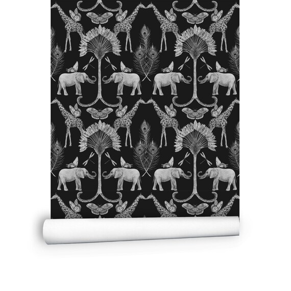 Modern Wallpaper Safari Wallpaper Elephant Wallpaper Etsy