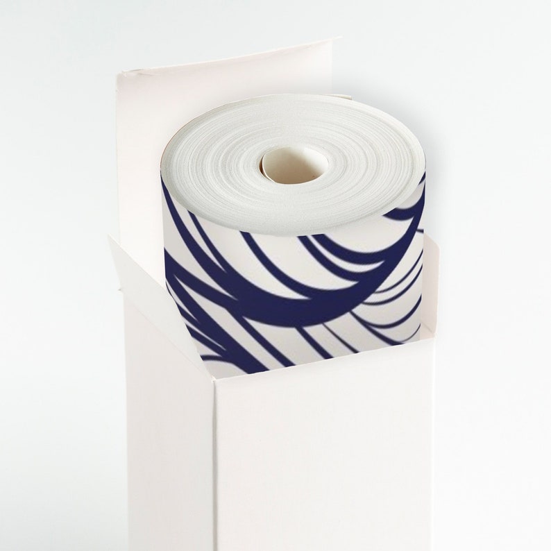 18ft Abstract Wallpaper Roll Blue Lines Wallpaper Navy Etsy