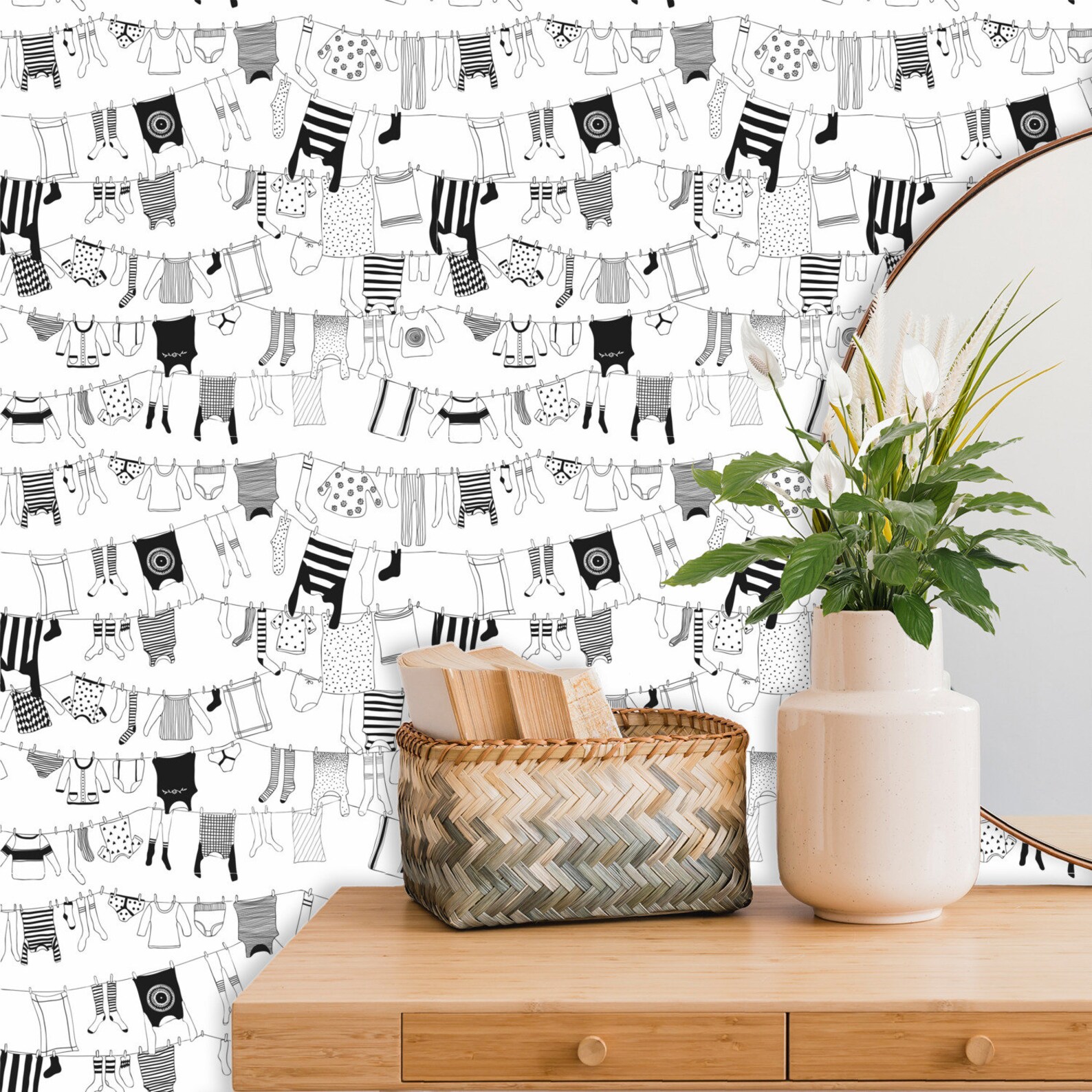 Black and White Wallpaper Peel and Stick Modern Wallpaper | Etsy