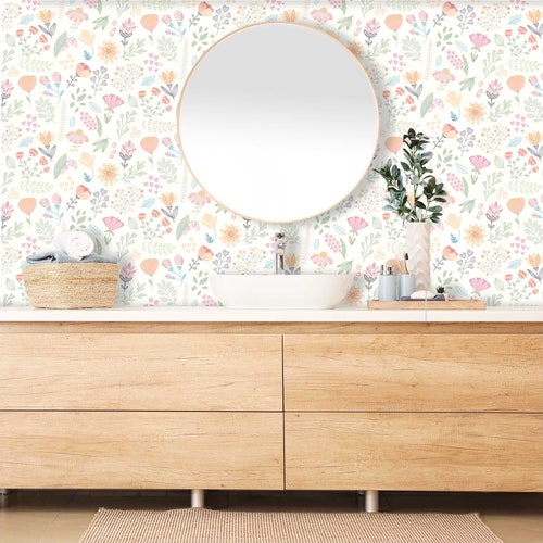 Nursery Flower Peel and Stick Wallpaper Removable Botanical Etsy