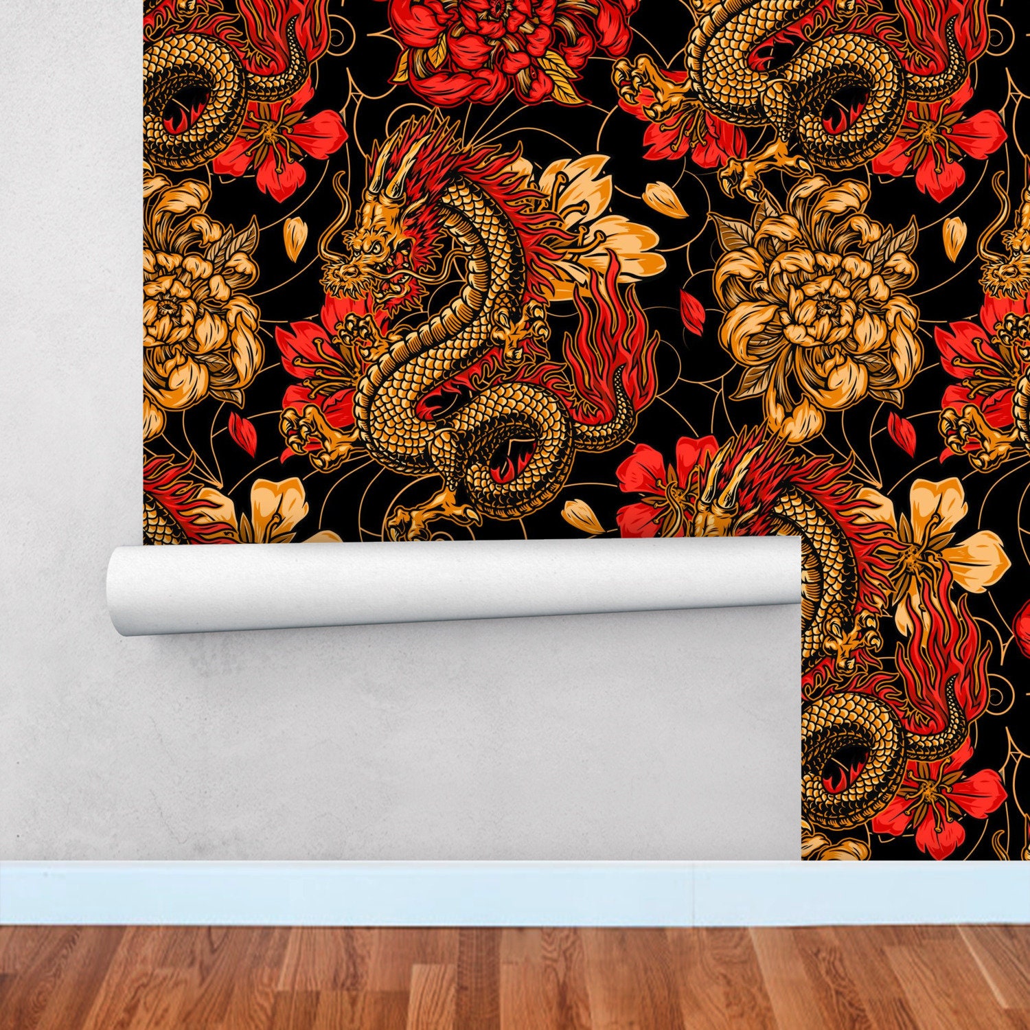 Dark Wallpaper Dragon Wallpaper Peel and Stick Wallpaper - Etsy