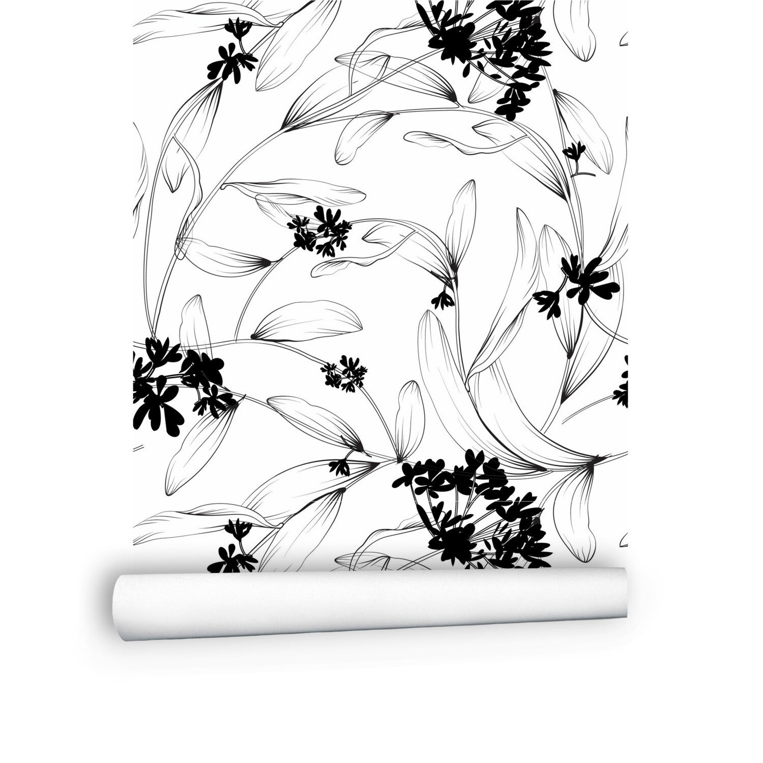 Floral Wallpaper Botanical Wallpaper Black and White - Etsy