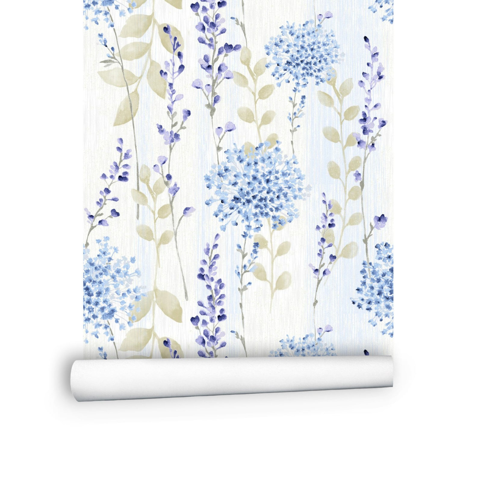 Wildflowers Wallpaper Blue and White Watercolor Botanical | Etsy