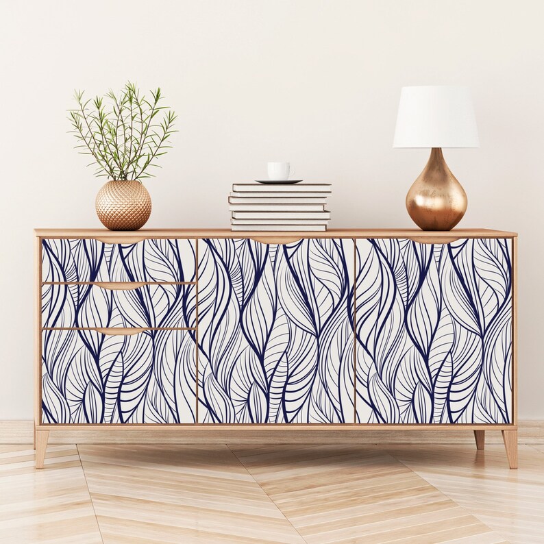 18ft Abstract Wallpaper Roll Blue Lines Wallpaper Navy Etsy