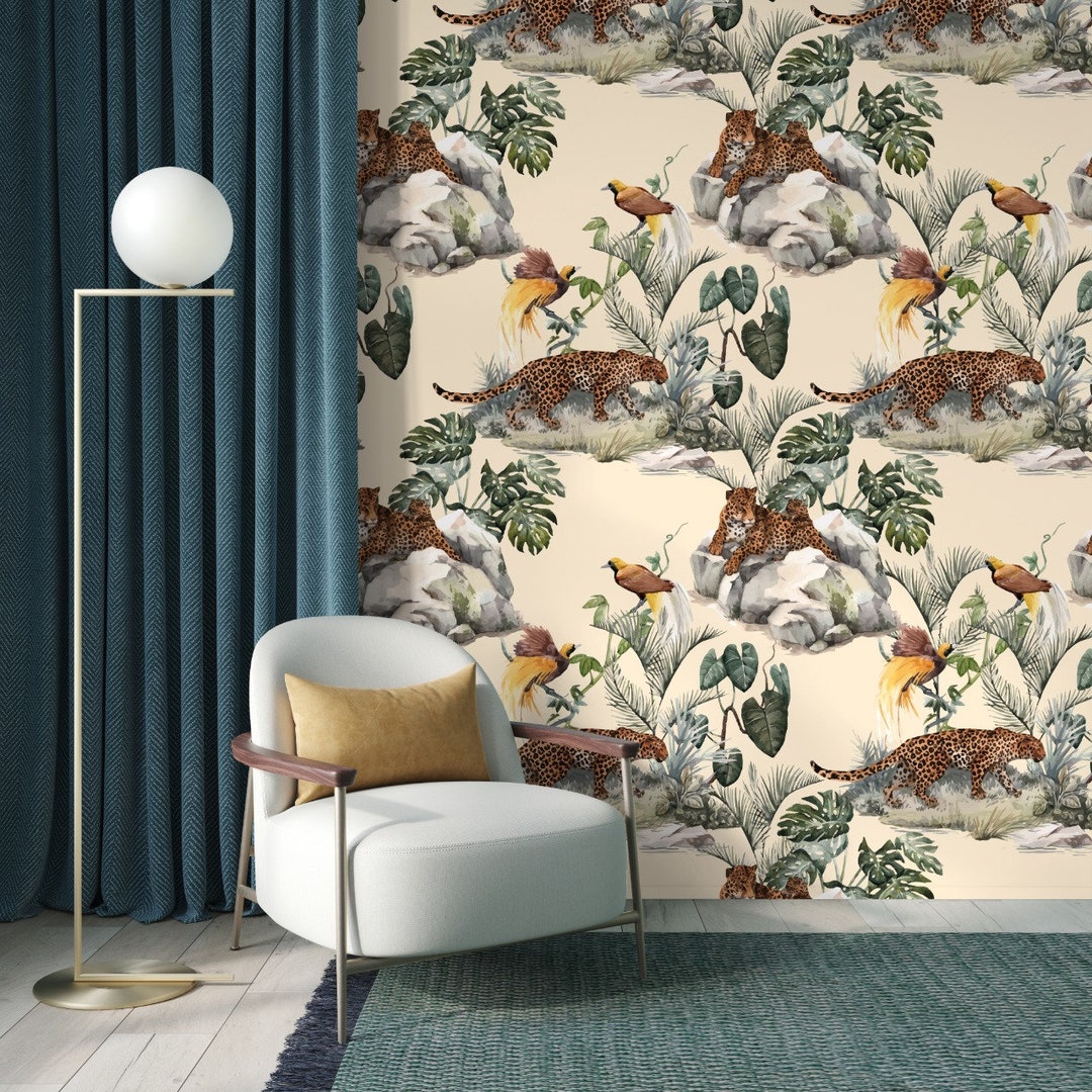 Safari Wallpaper, Peel Stick Wallpaper Leopard Print Self Adhesive