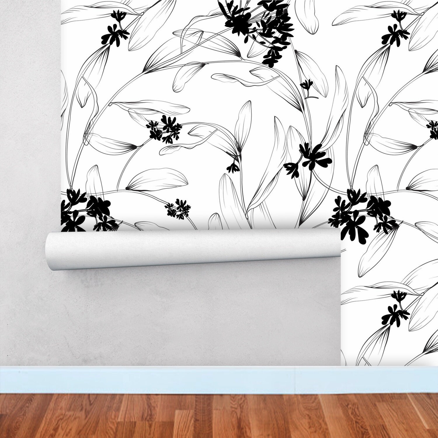 Floral Wallpaper Botanical Wallpaper Black and White - Etsy