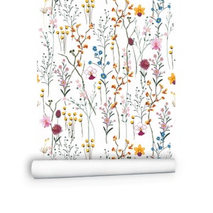 Flower Wallpaper Peel and Stick, Floral Removable Wallpaper - Self Adhesive Wallpaper for Kitchen Nursery Bedroom, Modern Wallpaper # R195