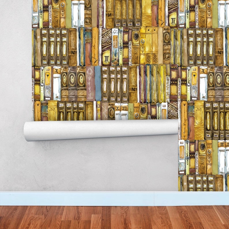 Bookshelf Wallpaper Antique Book Peel and Stick Wallpaper Etsy
