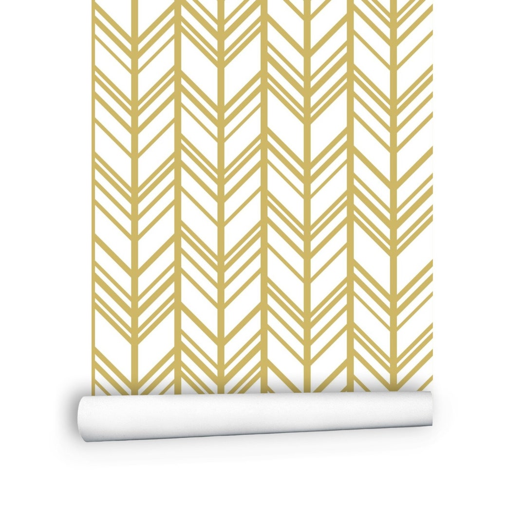 18ft Geometric Wallpaper Roll Gold Lines Wallpaper Etsy