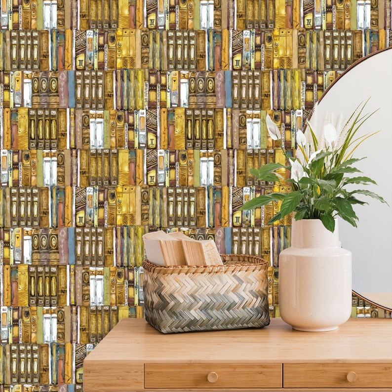 Bookshelf Wallpaper Antique Book Peel and Stick Wallpaper Etsy
