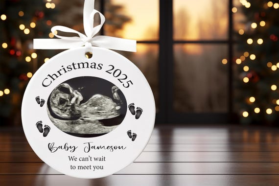 → View on Etsy: Personalised tree ornament, scan photo gift, baby announcement, coming soon, 1st christmas, christmas decoration, bump scan photo, new baby Personalised tree ornament, scan photo gift, baby announcement, coming soon, 1st christmas, christmas decoration, bump scan photo, new baby