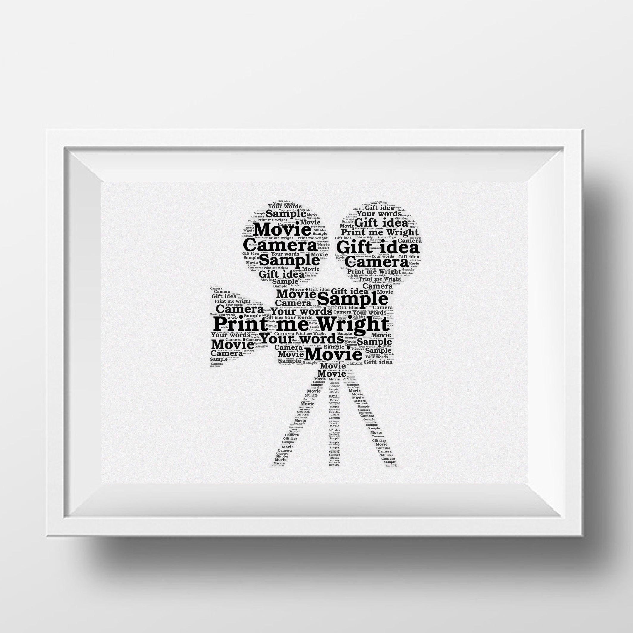 Personalised Word Art Movie Camera Design Movie Gift Gift Etsy UK