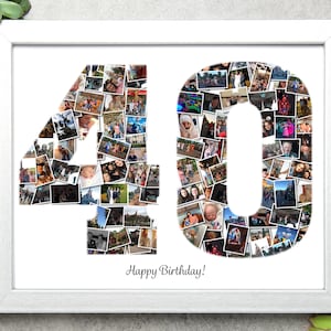 Number Photo collage. Picture collage. Collage of photos. Photo gift. your pictures. Birthday gift, anniversary gift, Print, Frame Canvas