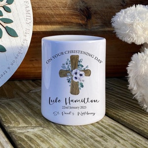 Personalised Baptism money box, christening gift, christening money box, baptism piggy bank, gift for christening, naming ceremony