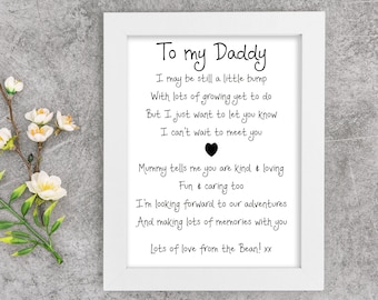Daddy To Be Gift, New Dad Poem Print, Baby Bump Gift, Father's Day Present
