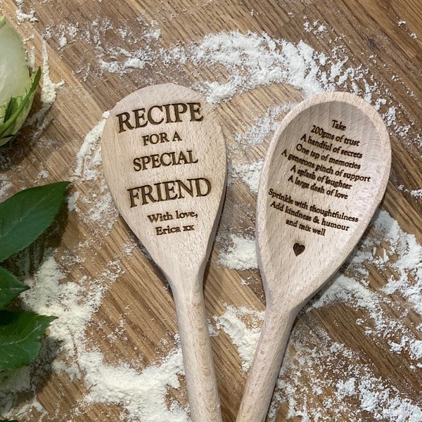 Personalized Wooden Spoon, Recipe For A Special Friend, friendship group