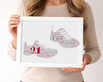 Personalized Running Shoes Word Art, Custom Runner Gift, Printable Wall Art, framed, canvas, marathon