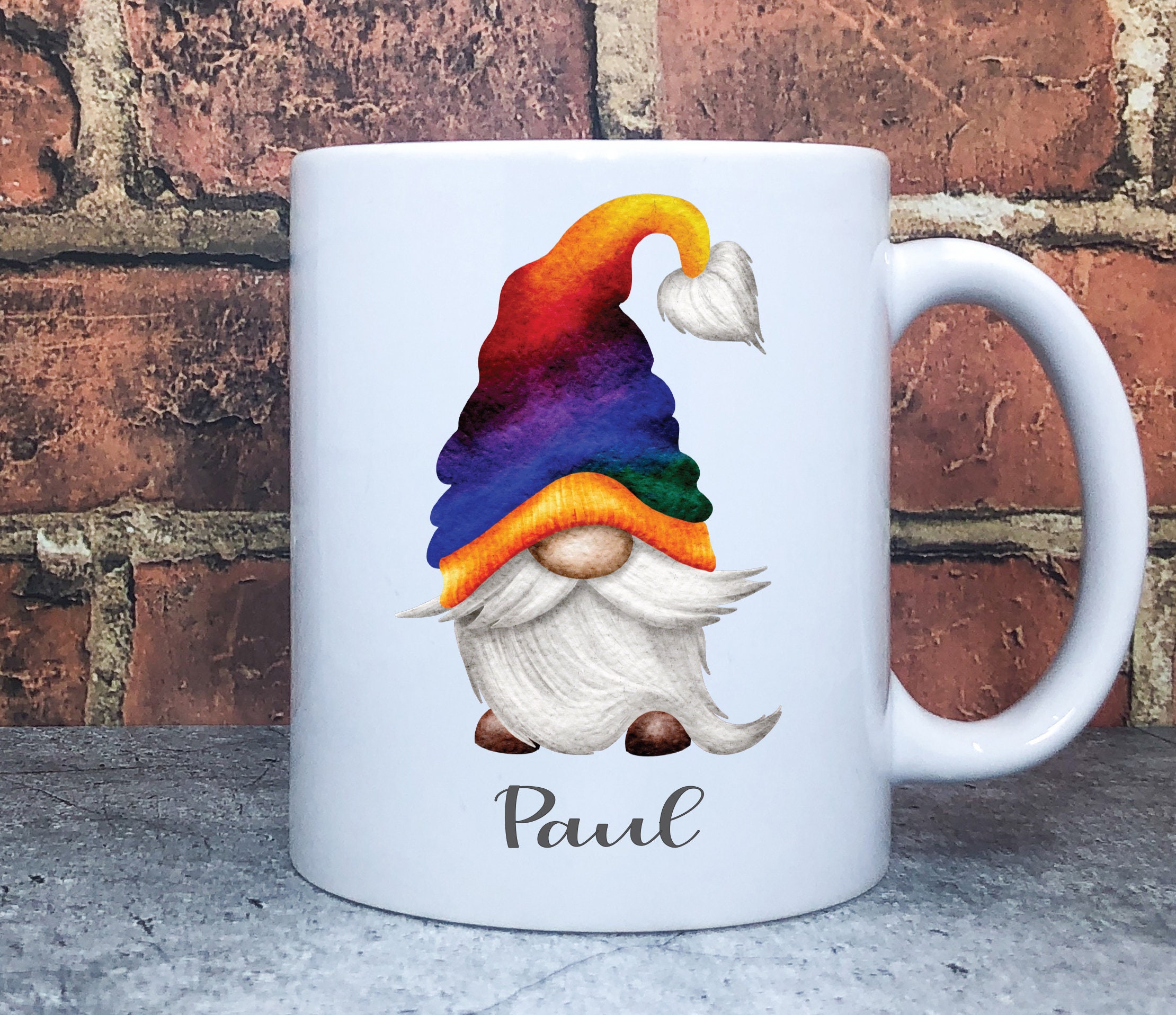Personalised Gnome mug. Gnome design cute gnomes. Various Etsy