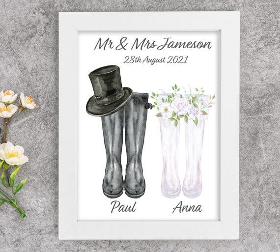 Personalised Wedding Wellies Custom Mr and Mrs Gift Unique Wedding