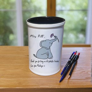 Spersonalizowany prezent dla nauczyciela – Pojemnik na ołówki w kształcie słonia – spersonalizowany prezent z okazji uznania dla nauczyciela