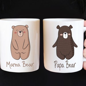 Mama bear and papa bear mug set. Couples gift. Gift for him and her. New parent gift. Mummy and daddy gift; gift for mum and dad