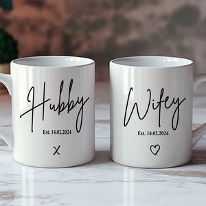 Husband and wife mugs,  anniversary gift, wedding gift, newlyweds, mr and mrs gift, gift for couple, wife gift, hubby, wifey