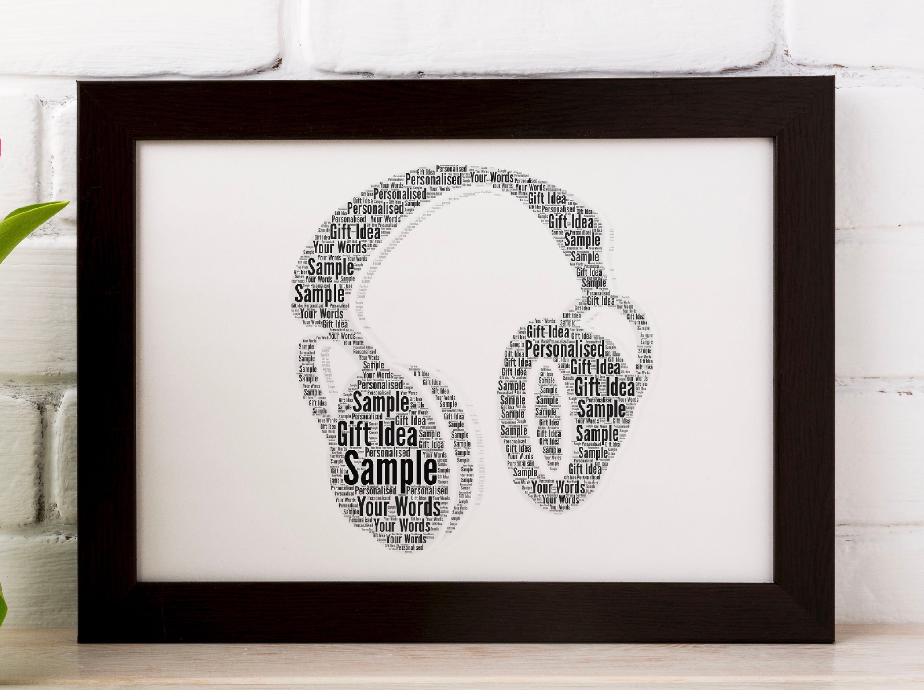 Personalised Headphones Word Art Print: Musician Gift, Wall Art