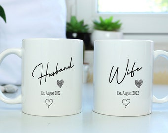 Husband and wife mugs, personalised mugs, anniversary gift, wedding gift, newlyweds, mr and mrs gift, gift for couple, wife gift, husband