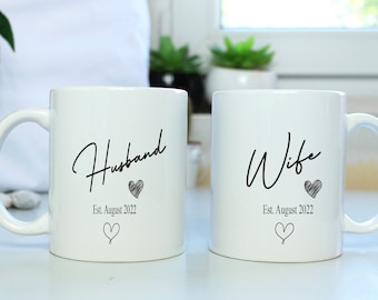 Husband and Wife Mug Set, Anniversary, Wedding Gift, Newlywed Gift