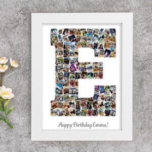 Letter Photo collage. Picture collage. Collage of photos. Photo gift. your pictures. Birthday gift, anniversary gift, Print, Canvas, initial