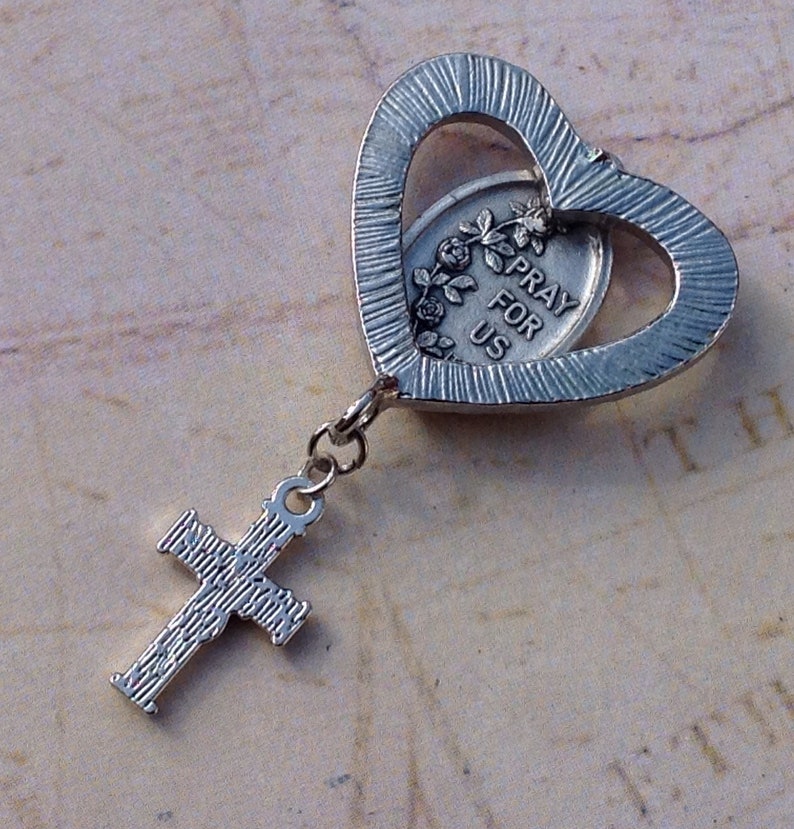 Saint Theresa Rhinestone Religious Medal Sacred Heart Centerpiece Pendant for Jewelry Making /& Creating